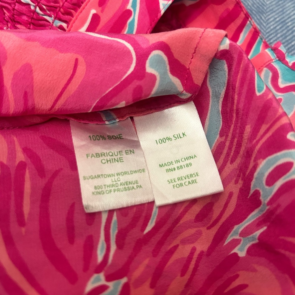 Lilly Pulitzer Pink and Orange Graphic Long Sleeve Blouse - Picture 3 of 7